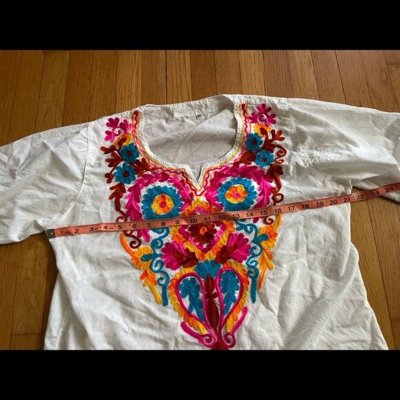 Vintage Mexican Embroidered Long Sleeve Tunic - Picture 6 of 7